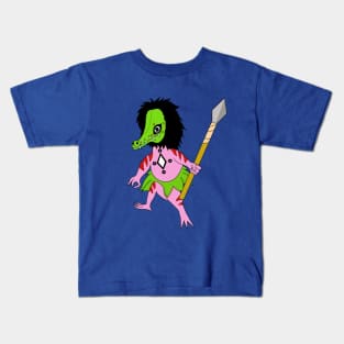 Axolotl Warrior with Apeodile Mask Kids T-Shirt